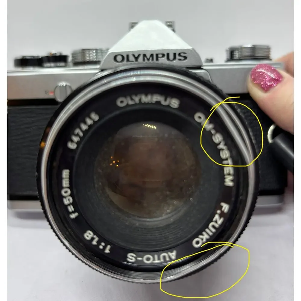 Olympus OM-1 SLR 35mm Film Camera + Lenses Battery Inspected Meter Works Silver